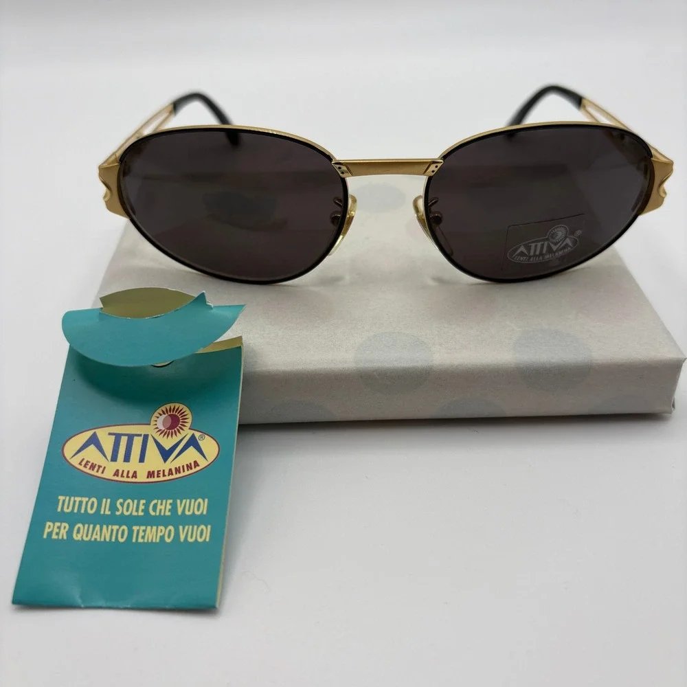 Charme Mod.7551 Black and Gold Italian Made Luxury Sunnies 80's Deadstock